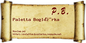 Paletta Boglárka névjegykártya